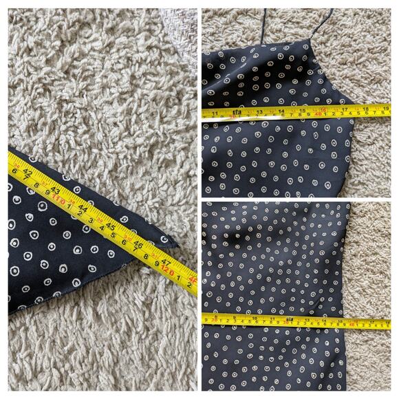 Y2K Kathie Lee Slip Dress 8 Black Polka Dot Asymmetric Hem Whimsigoth Cowl Neck - Picture 7 of 8